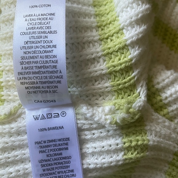 NWT CUPCAKES and CASHMERE STRIPED GREEN WHITE KNIT OVERSIZED PULLOVER Sz L . - Picture 7 of 9